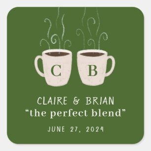 Illustrated Perfect Blend Couples Mugs Favour Square Sticker