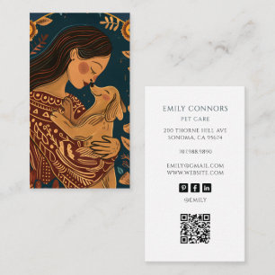 Illustrated Pet Sitter Dog Care Business Card