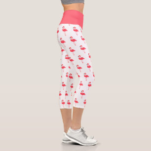 Illustrated Pink Flamingo Capri Leggings