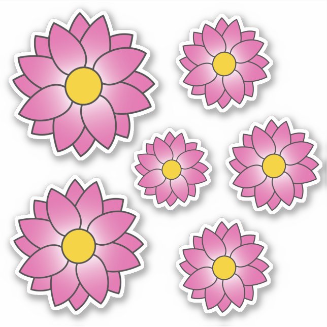 Illustrated Pink Flower Multiple Sticker (Front)