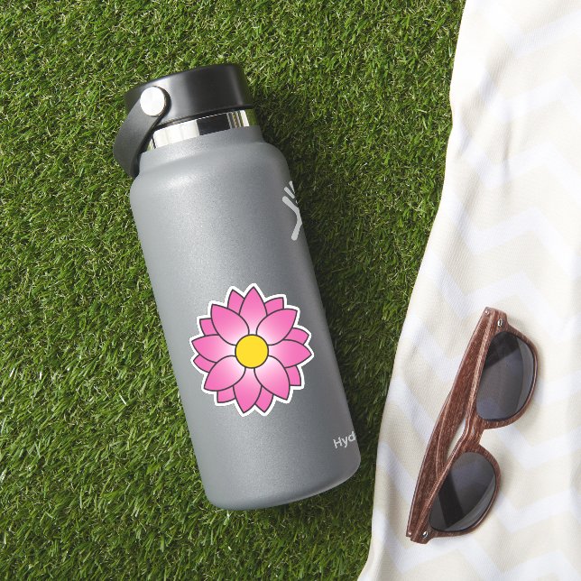 Illustrated Pink Flower Sticker (HydroFlask Insitu)