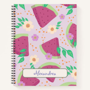 Illustrated Pink Watermelon Hand-drawn pattern Notebook