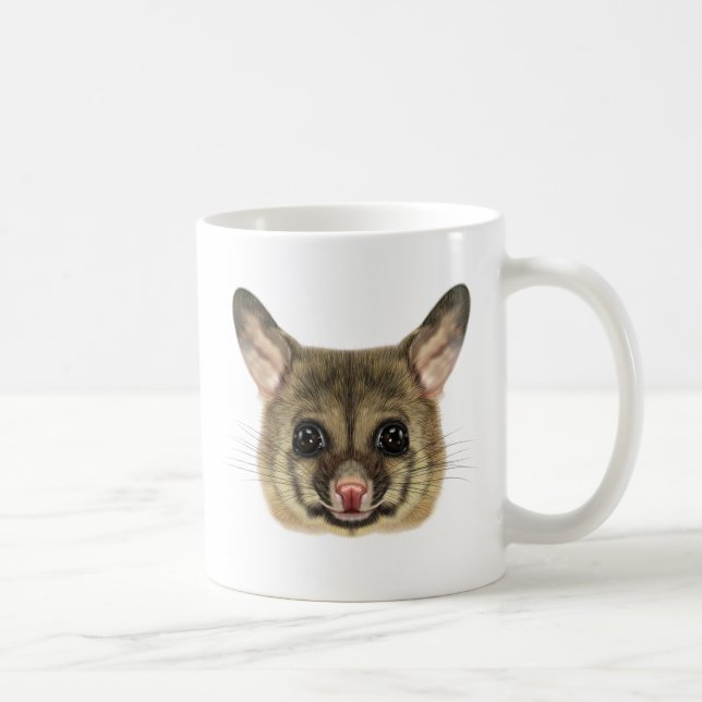 Illustrated portrait of Common brushtail possum. Coffee Mug (Right)