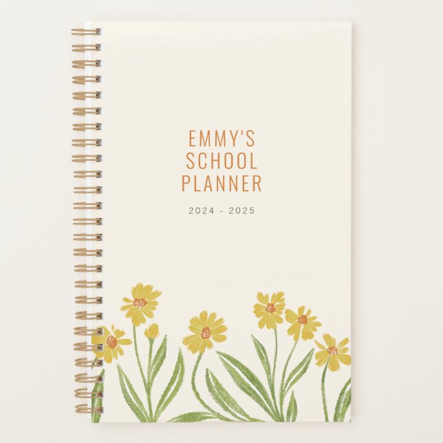 Illustrated Pretty Yellow Wildflowers Planner (Front)