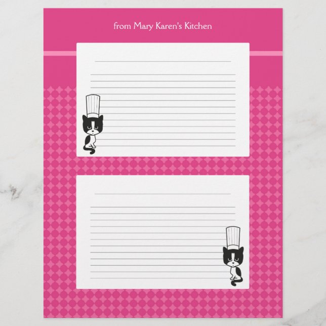 Illustrated recipe pages for binders (Front)