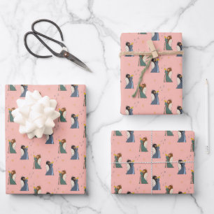 Illustrated Rejoicing Angels Holiday Christmas  Wrapping Paper Sheet