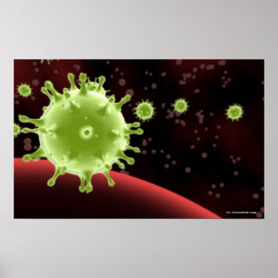 Illustrated rendering of the SARS coronavirus Poster