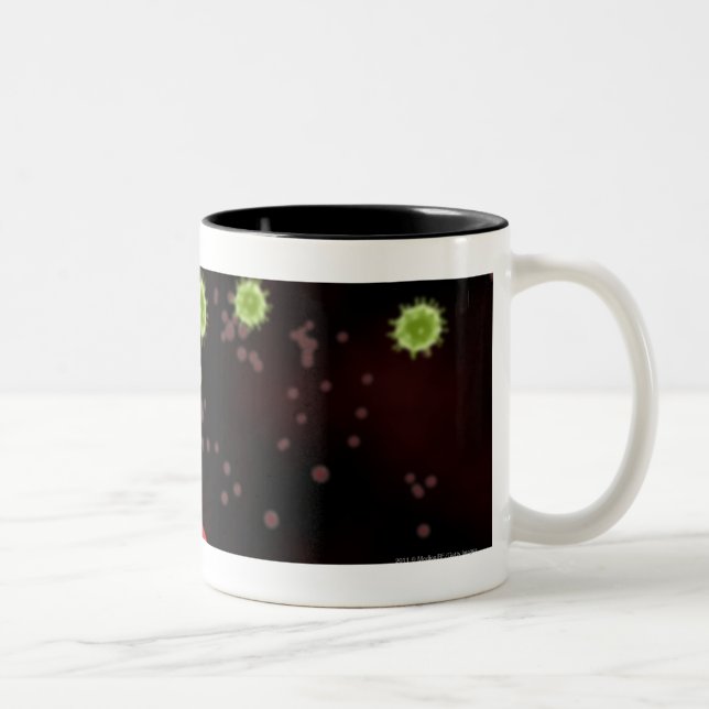 Illustrated rendering of the SARS coronavirus Two-Tone Coffee Mug (Right)