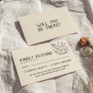 Illustrated Retro Handwritten Quirky Wedding RSVP Card