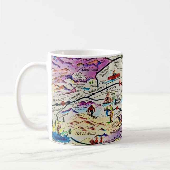 Illustrated Retro Palm Springs Map Mug (Left)