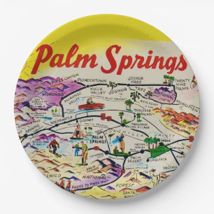 Illustrated Retro Palm Springs Paper Plate