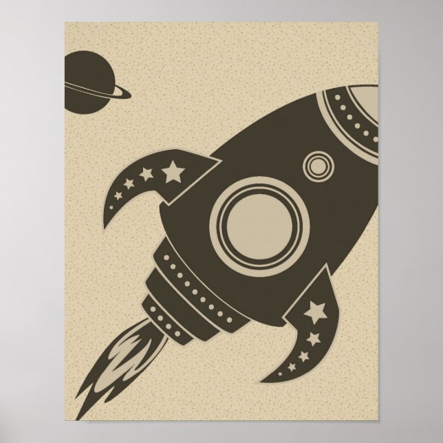 Illustrated Rocket Ship Poster (Front)