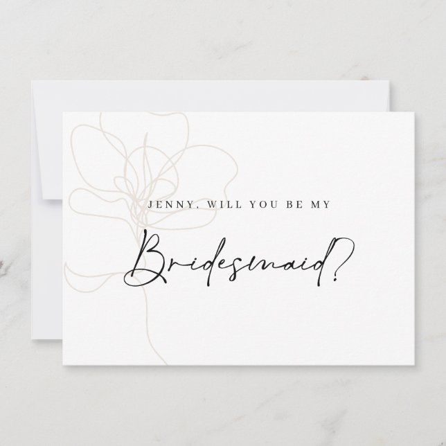Illustrated Rose Bridesmaid Proposal Card (Front)