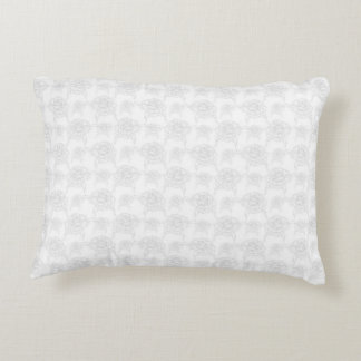 Illustrated Roses Grey over White Cute Pattern Decorative Cushion