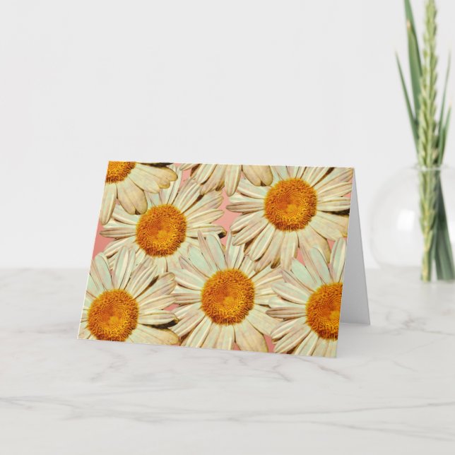 Illustrated Rustic Daisy Flowers Note Card (Front)