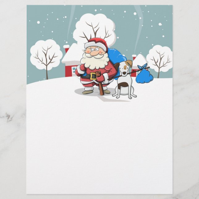 Illustrated Santa with dog Custom Letterhead (Front)