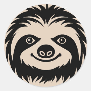 Illustrated Sloth Face Classic Round Sticker