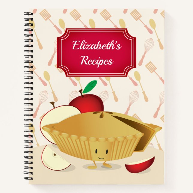 Illustrated Smiling Apple Pie Name Recipe Notebook (Front)