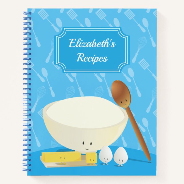 Illustrated Smiling Cooking Ingredient Name Recipe Notebook (Front)