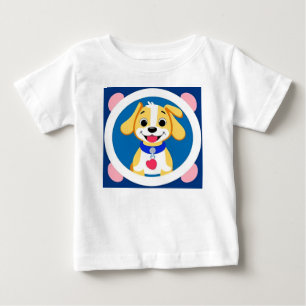 Illustrated Smiling Dog With Collar Baby T-Shirt