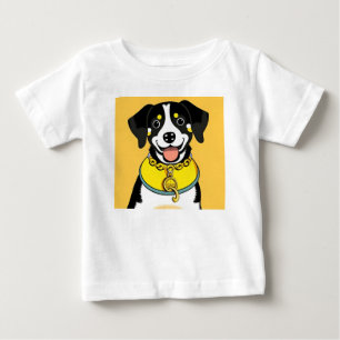 Illustrated Smiling Dog With Collar Baby T-Shirt