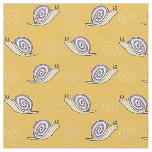 Illustrated Snail and Swirls Pattern Fabric