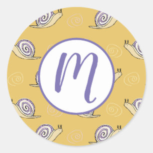 Illustrated Snails and Swirls Pattern Classic Round Sticker