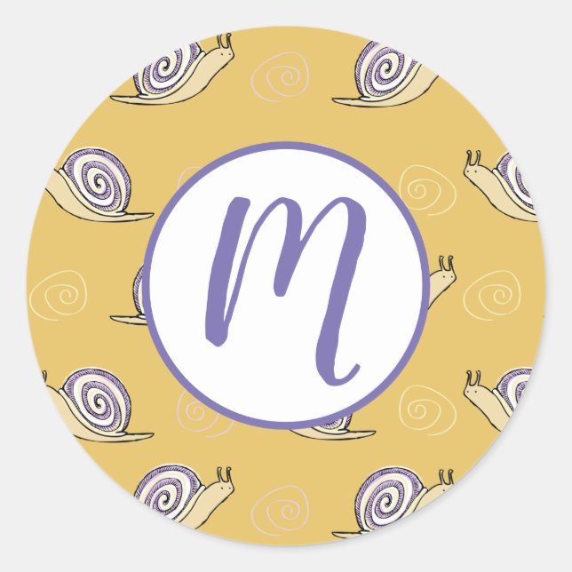 Illustrated Snails and Swirls Pattern Classic Round Sticker (Front)