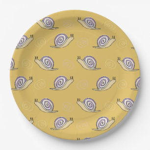 Illustrated Snails and Swirls Pattern Paper Plate