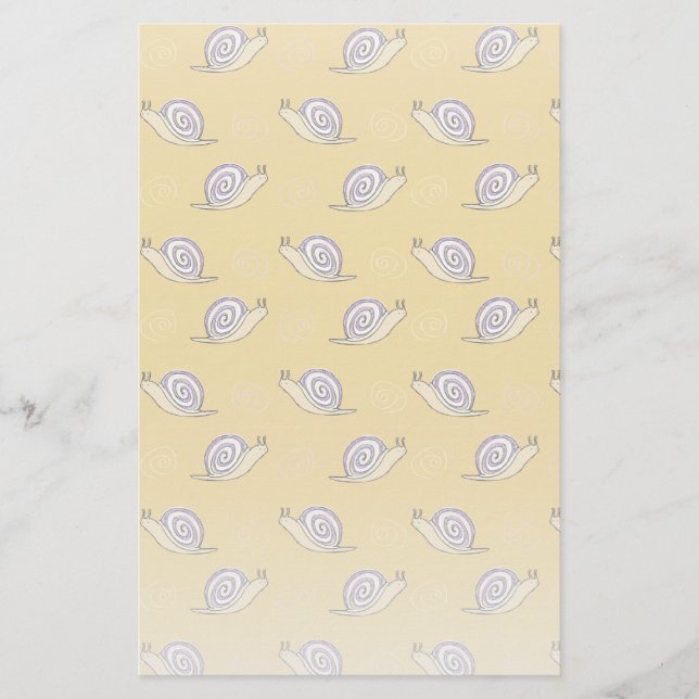 Illustrated Snails and Swirls Pattern Stationery (Front)
