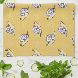 Illustrated Snails and Swirls Pattern Tea Towel
