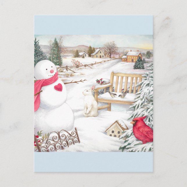 Illustrated Snowmen Winter Wonderland  Postcard (Front)