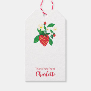 Illustrated Strawberry and Floral Garden Party Gift Tags