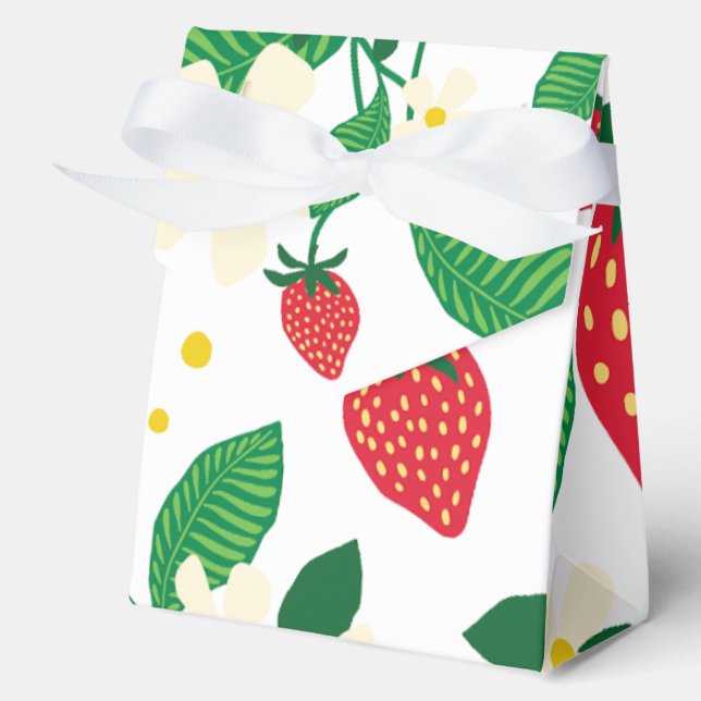 Illustrated Strawberry Floral Botanical Favour Box (Front)