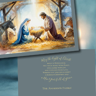Illustrated Style Nativity Scene Holiday Card