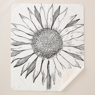 Illustrated Sunflower Sherpa Blanket