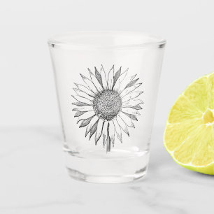 Illustrated Sunflower Shot Glass