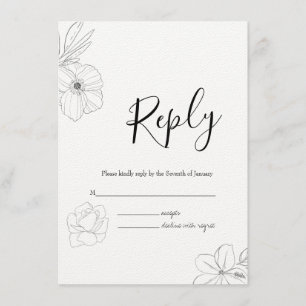 Illustrated Swan RSVP Wedding Enclosure Card