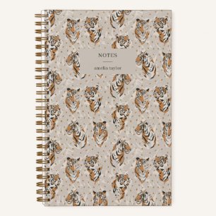 Illustrated Tiger Pattern Personalised Name Notes Notebook