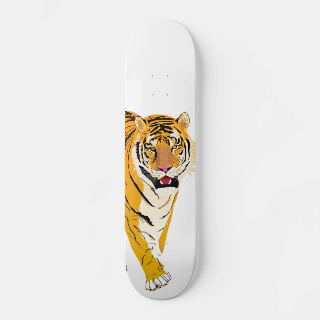 Illustrated Tiger Skateboard (Front)