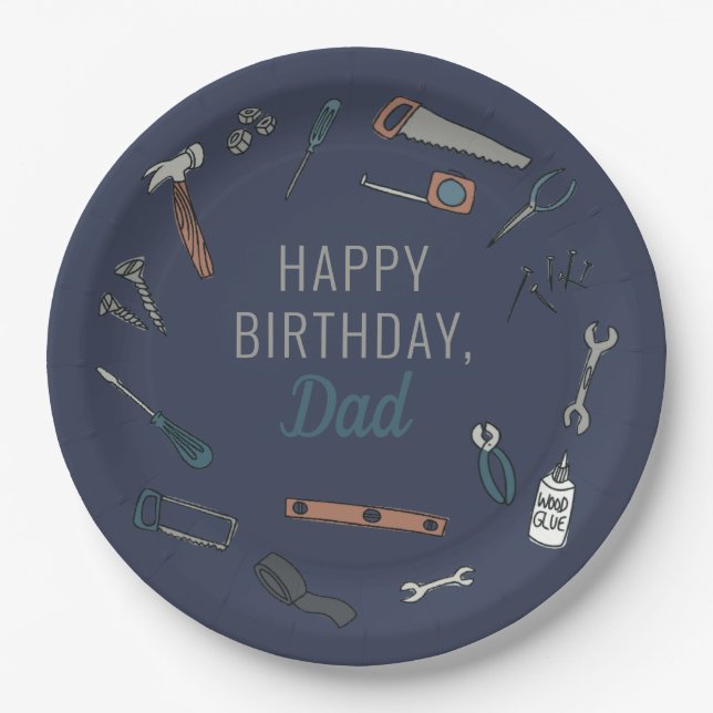 Illustrated tools design for Males/Dad Paper Plate (Front)