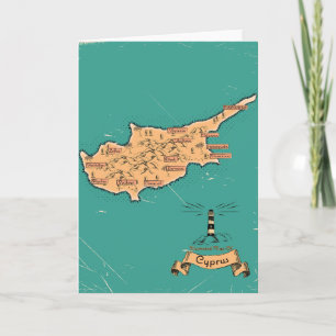 Illustrated Travel map Cyprus Invitation