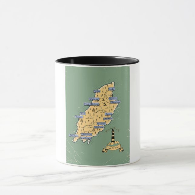 Illustrated Travel map Isle Of Man Mug (Center)