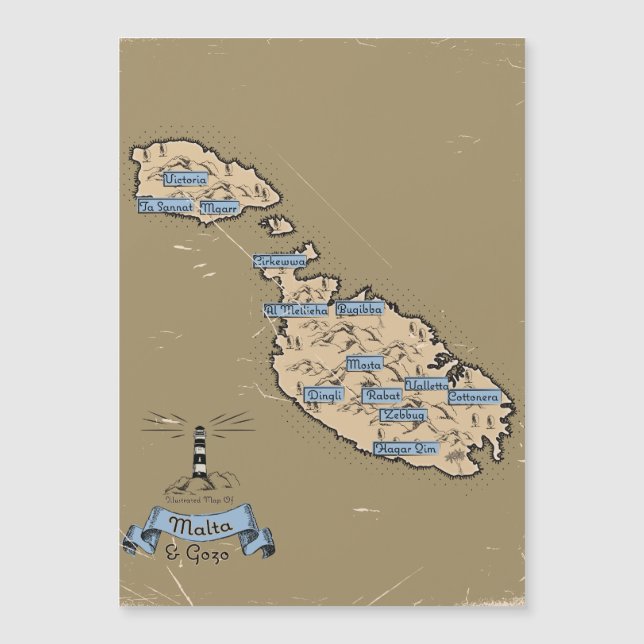Illustrated Travel map Malta (Front)