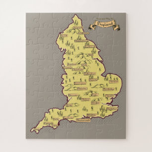 Illustrated Travel map of England Jigsaw Puzzle