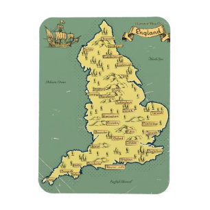 Illustrated Travel map of England Magnet