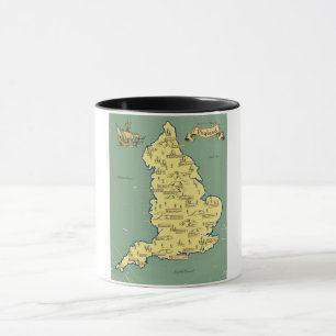 Illustrated Travel map of England Mug