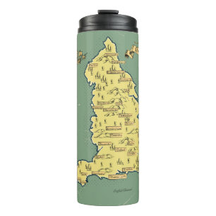 Illustrated Travel map of England Thermal Tumbler