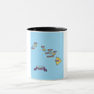 Illustrated Travel map Of Hawaii Mug