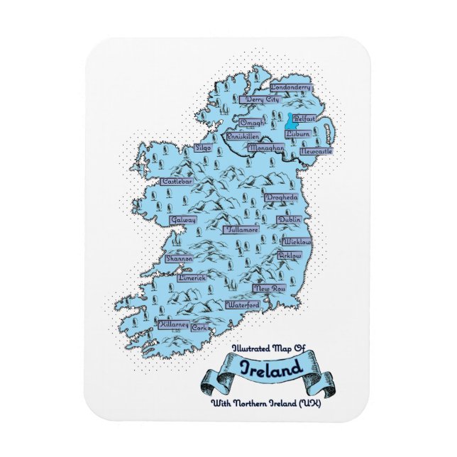 Illustrated Travel map of Ireland Magnet (Vertical)